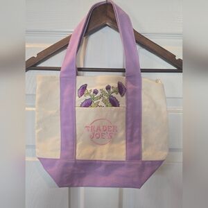 Lavender and Cream Canvas Tote Bag